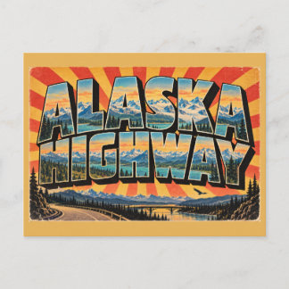 Cartão Postal Estrada do Alasca YT Montanhas Cênicas Lagos Arte