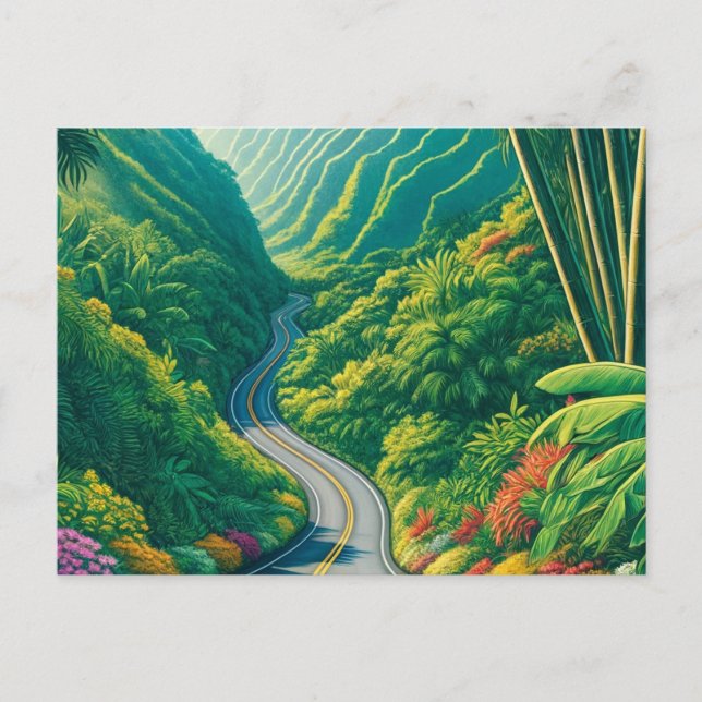 Cartão Postal Estrada para Hana Maui Hawaii (Frente)