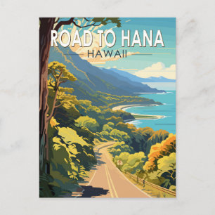 Cartão Postal Estrada para Hana Maui Hawaii Viagem Art Vintage