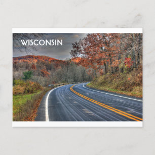 Cartão Postal Estradas Cênicas de Wisconsin em Queda
