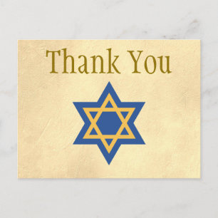 Cartão Postal Estrela Azul e Dourada de David Obrigado