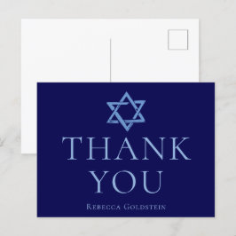 Cartão Postal Estrela Azul Real de Davi Bar Mitzvah Agradeciment