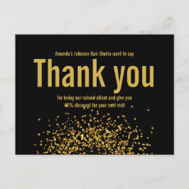 Cartão Postal Estrela Brilhante Dourada Obrigado Preto Negrito