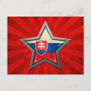 Cartão Postal Estrela da bandeira eslovaca com Raios de Luz