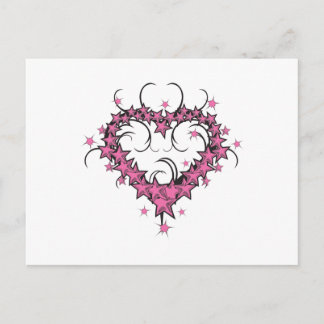 Cartão Postal estrela da forma cardíaca tatuagem design