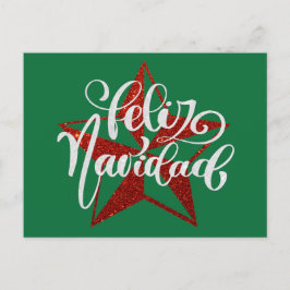 Cartão Postal Estrela de Natal com brilho vermelho