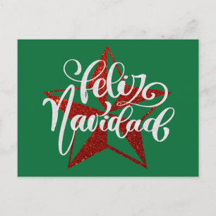 Cartão Postal Estrela de Natal com brilho vermelho