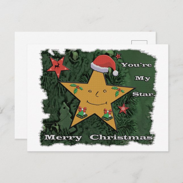 Cartão Postal Estrela de pão de Natal feliz (Frente/Verso)