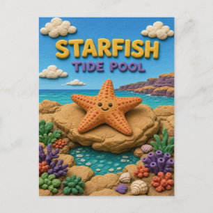 Cartão Postal Estrela-do-mar, Arte em Argila de Poça de Maré