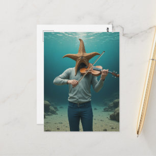 Cartão Postal Estrela-do-mar Boba Fazendo Música