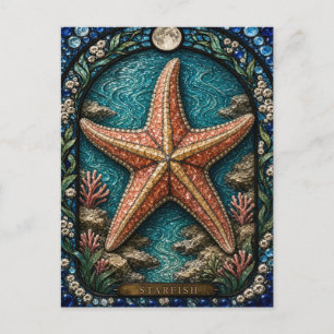 Cartão Postal Estrela-do-mar, Vidro Pintado Tide Star