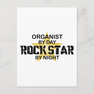 Cartão Postal Estrela do rock do organista em a noite