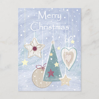 Cartão Postal Estrela e Coração da Árvore de Natal de Pastel Col