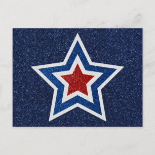 Cartão Postal Estrela Vermelha, Branca e Azul 4 de julho