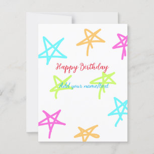 Cartão Postal Estrelas coloridas feliz aniversário adicionar nom