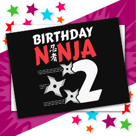 Cartão Postal Estrelas de festa de Ninja de 2 anos Crianças 2º a
