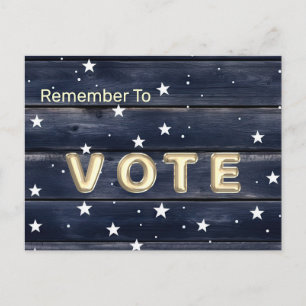 Cartão Postal Estrelas de Madeira Azul Rústica Vote