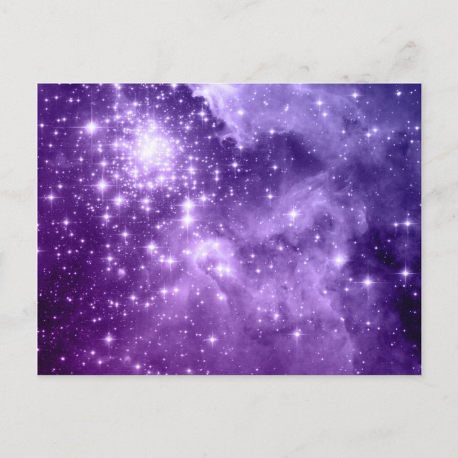 Cartão Postal Estrelas de Magia Roxa (Frente)
