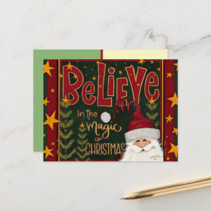Cartão Postal Estrelas de Natal Festivas Acreditam na Inspirativ