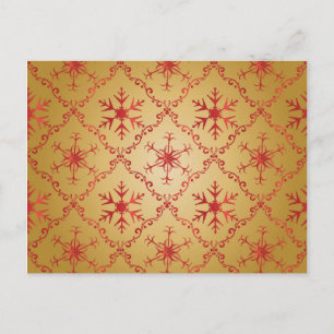Cartão Postal Estrelas de Natal Vermelho na Dourada