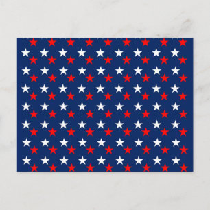Cartão Postal Estrelas de Padrão Patriótico no Azul