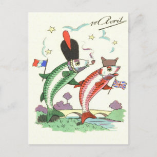 Cartão Postal Estrelas de Peixe Militares Franceses Britânicos