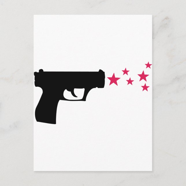 Cartão Postal estrelas de pistola preta (Frente)