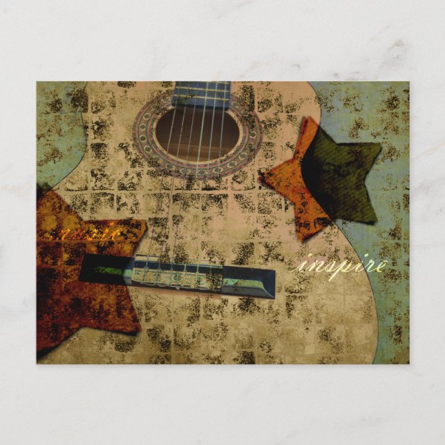Cartão Postal Estrelas de Violão Inspiradas (Frente)