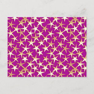 Cartão Postal Estrelas douradas em roxo ametista