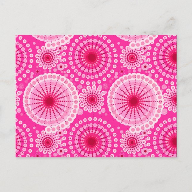 Cartão Postal Estrelas e pineiras, fuchsia rosa e marrom (Frente)