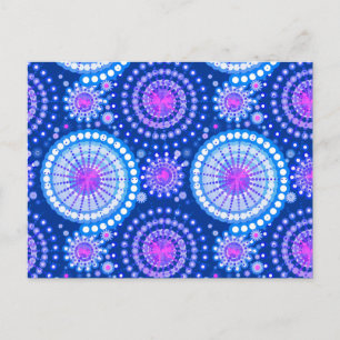 Cartão Postal Estrelas e pinhões, azul de cobalto e branco