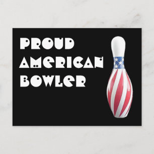 Cartão Postal Estrelas e Pinos de Stripes - Orgulhoso Bowler Ame