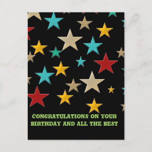 Cartão Postal Estrelas engraçadas e coloridas