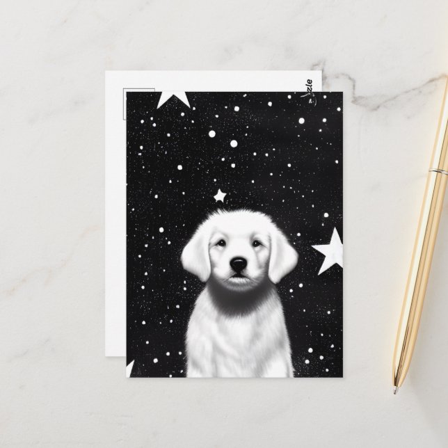 Cartão Postal Estrelas grandes e retro preto e branco (Frente/Verso In Situ)
