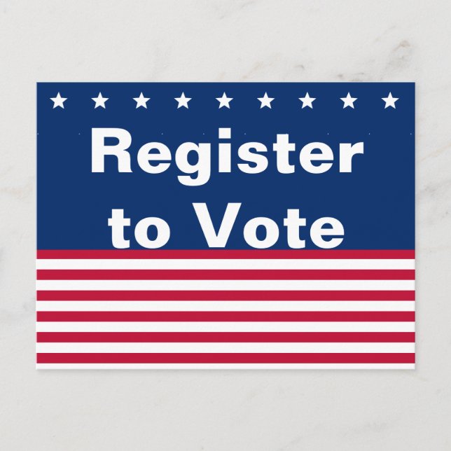 Cartão Postal Estrelas Patrióticas e Bandas Registram-se para Vo (Frente)