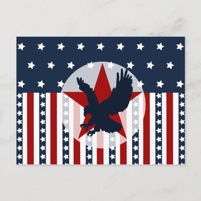 Cartão Postal Estrelas Patrióticas e Stripes Bald Eagle American (Frente)