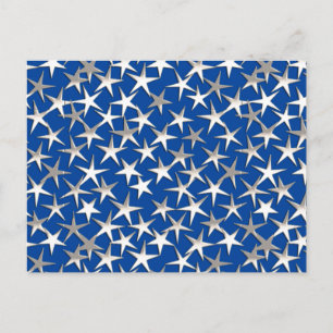 Cartão Postal Estrelas prateadas em azul cobalto