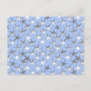 Cartão Postal Estrelas prateadas, em azul pálido