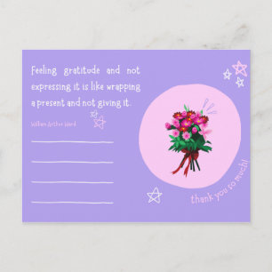 Cartão Postal Estrelas Rosa e Roxo Feitas à Mão Citação Pessoal 