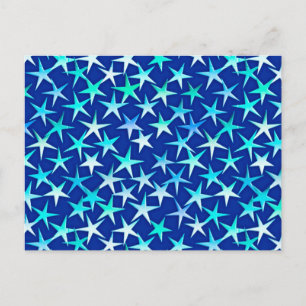 Cartão Postal Estrelas satíricas, azul pálido sobre cobalto