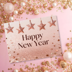 Cartão Postal Estrelas Suspensas Feliz Ano Novo Chic Moderno