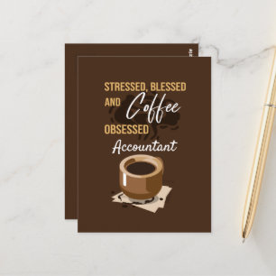 Cartão Postal Estressado, abençoado e café obcecado Engraçado