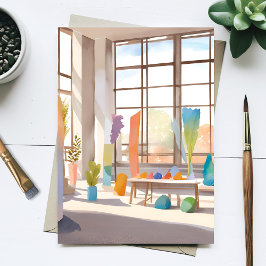 Cartão Postal Estúdio de Arte Abstrata | Aquarela Arejada e Lumi