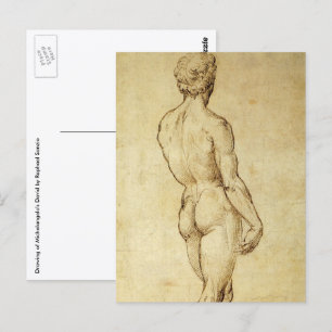 Cartão Postal Estudo da estátua Davi de Michelangelo por Rafael