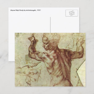 Cartão Postal Estudo da Sibila Líbia por Michelangelo