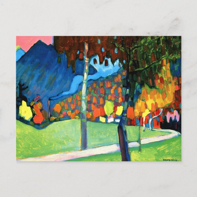 Cartão Postal Estudo de Outono em Oberau, por Kandinsky, (Frente)