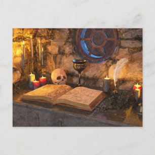 Cartão Postal Estudo de um Feiticeiro de Fantasia Medieval