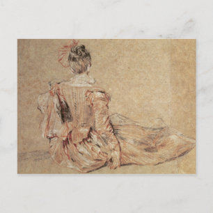 Cartão Postal Estudo de uma mulher vista pelas costas, 1716-18