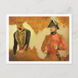 Cartão Postal Estudos do Uniforme Real de Artilharia em Cavalo e