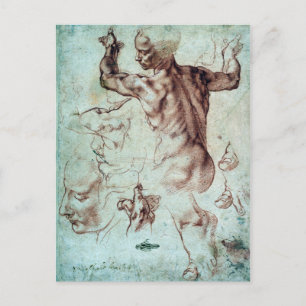 Cartão Postal Estudos Michelangelo Buonarroti para a Sibila Líb